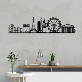Wallity European Cities Skyline Escultura de pared en Negro